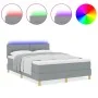 Cama con Box Spring con Colchón & Luz LED Gris Claro 140x190 cm Tela by , Beds and slatted bases - Ref: Foro24-3342436, Price...