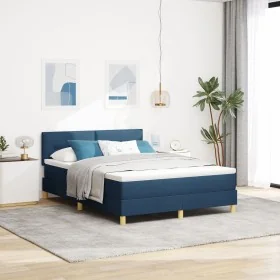 Cama Box Spring con Colchón y LED Azul 140x200 cm Tela by , Beds and slatted bases - Ref: Foro24-3342449, Price: 442,23 €, Di...