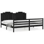 Estructura de cama con cabecero madera maciza negro 200x200 cm de vidaXL, Camas y somieres - Ref: Foro24-3194205, Precio: 196...