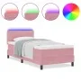 Cama con somier con colchón y LED Rosa 100x200 cm Terciopelo by , Beds and slatted bases - Ref: Foro24-3342637, Price: 308,28...