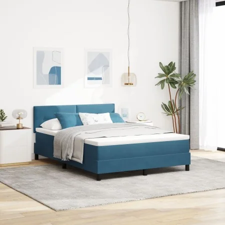 Cama Box Spring con colchón y LED Azul oscuro 140x190 cm de terciopelo | Foro24.es | Tu tienda online para hogar, jardín y más Foro24.es