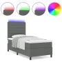 Cama con Somier con Colchón y LED Gris Oscuro 90x200 cm Tela by , Beds and slatted bases - Ref: Foro24-3342761, Price: 386,49...