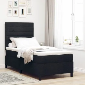 Cama con muelles con colchón y LED negro 90x200 cm tela by , Beds and slatted bases - Ref: Foro24-3342762, Price: 353,48 €, D...
