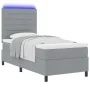Cama Box Spring con Colchón y Luz LED Gris Claro 100x200 cm Tela | Foro24.es | Tu tienda online para hogar, jardín y más Foro24.es