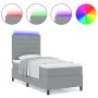 Cama Box Spring con Colchón y Luz LED Gris Claro 100x200 cm Tela | Foro24.es | Tu tienda online para hogar, jardín y más Foro24.es