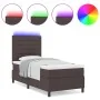 Cama con Base de Resortes con Colchón y LED Marrón Oscuro 100x200 cm Tela | Foro24.es | Tu tienda online para hogar, jardín y más Foro24.es