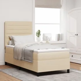 Base de Cama con Colchón y LED Crema 100x200 cm