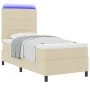 Base de Cama con Colchón y LED Crema 100x200 cm Tela de , Camas y somieres - Ref: Foro24-3342772, Precio: 358,10 €, Descuento: %