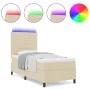 Base de Cama con Colchón y LED Crema 100x200 cm Tela de , Camas y somieres - Ref: Foro24-3342772, Precio: 358,10 €, Descuento: %