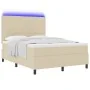 Cama tapizada con colchón y luces LED crema 140x190 cm tela by , Beds and slatted bases - Ref: Foro24-3342793, Price: 498,01 ...
