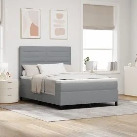 Cama con Somier y Colchón & LED Gris Claro