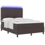 Cama con somier con colchón y LED marrón oscuro 160x200 cm tela | Foro24.es | Tu tienda online para hogar, jardín y más Foro24.es