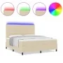 Cama con somier, colchón y luz LED color crema 180x200 cm tela | Foro24.es | Tu tienda online para hogar, jardín y más Foro24.es