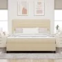 Cama con somier, colchón y luz LED color crema 180x200 cm tela | Foro24.es | Tu tienda online para hogar, jardín y más Foro24.es
