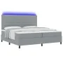 Cama con somier con colchón y luz LED gris 200x200 cm de tela | Foro24.es | Tu tienda online para hogar, jardín y más Foro24.es