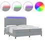 Cama con somier con colchón y luz LED gris 200x200 cm de tela | Foro24.es | Tu tienda online para hogar, jardín y más Foro24.es
