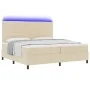 Cama con resortes con colchón y luz LED crema 200x200 cm tela | Foro24.es | Tu tienda online para hogar, jardín y más Foro24.es