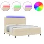 Cama con resortes con colchón y luz LED crema 200x200 cm tela | Foro24.es | Tu tienda online para hogar, jardín y más Foro24.es