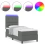 Cama con Resortes y Colchón & LED Gris Oscuro 90x200 cm Tela by , Beds and slatted bases - Ref: Foro24-3342838, Price: 383,30...