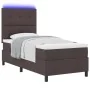 Cama con Somier con Colchón & Luz LED Marrón Oscuro 90x200 cm Tela by , Beds and slatted bases - Ref: Foro24-3342840, Price: ...
