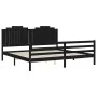 Estructura de cama con cabecero madera maciza negro 200x200 cm de vidaXL, Camas y somieres - Ref: Foro24-3194205, Precio: 196...