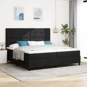 Cama con base de muelles con colchón y LED Negro