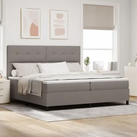 Cama con somier y colchón y LED Taupe 200x200 cm
