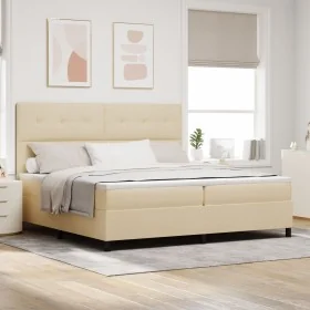 Cama con Box Spring y Colchón LED Crema 200x200