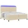 Cama con Box Spring y Colchón LED Crema 200x200 cm Tela | Foro24.es | Tu tienda online para hogar, jardín y más Foro24.es