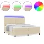 Cama con Box Spring y Colchón LED Crema 200x200 cm Tela | Foro24.es | Tu tienda online para hogar, jardín y más Foro24.es
