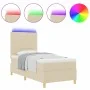 Cama con somier con colchón y LED crema 100x200 cm tela von , Betten und Lattenroste - Ref: Foro24-3343003, Preis: 358,11 €, ...