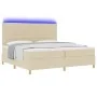 Cama con Somier y Colchón & LED Crema 200x200 cm Tela | Foro24.es | Tu tienda online para hogar, jardín y más Foro24.es