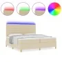 Cama con Somier y Colchón & LED Crema 200x200 cm Tela | Foro24.es | Tu tienda online para hogar, jardín y más Foro24.es