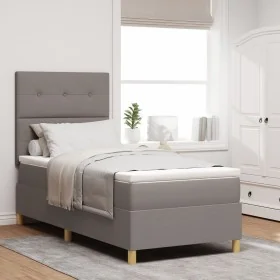 Estructura de Cama con Colchón Taupe Tela 100 x