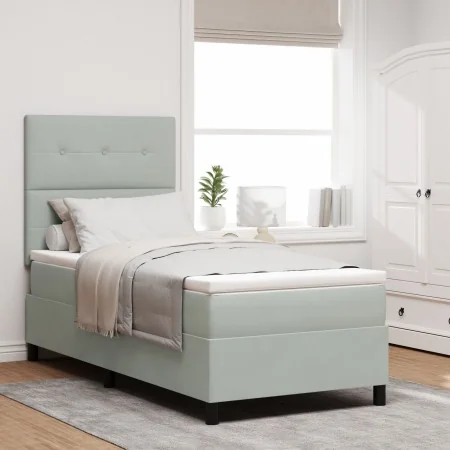 Cama Box Spring con Colchón y Luz LED Gris Claro 90x200 cm Terciopelo | Foro24.es | Tu tienda online para hogar, jardín y más Foro24.es