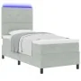 Cama Box Spring con Colchón y Luz LED Gris Claro 90x200 cm Terciopelo | Foro24.es | Tu tienda online para hogar, jardín y más Foro24.es