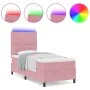 Cama con somier y colchón con LED Rosa 100x200 cm Terciopelo by , Beds and slatted bases - Ref: Foro24-3343297, Price: 344,04...