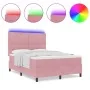 Cama con somier con colchón y LED Rosa 140x190 cm de terciopelo by , Beds and slatted bases - Ref: Foro24-3343315, Price: 515...