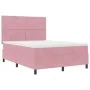 Cama con somier con colchón y LED Rosa 140x190 cm de terciopelo by , Beds and slatted bases - Ref: Foro24-3343315, Price: 515...