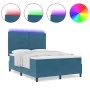 Cama con Box Spring y Colchón & LED Azul Oscuro 160x200 cm de Terciopelo | Foro24.es | Tu tienda online para hogar, jardín y más Foro24.es