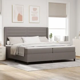 Cama Box Spring con colchón y LED Taupe 200x200