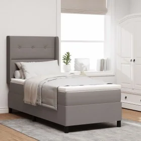 Cama Box Spring con colchón y LED Taupe 100x200