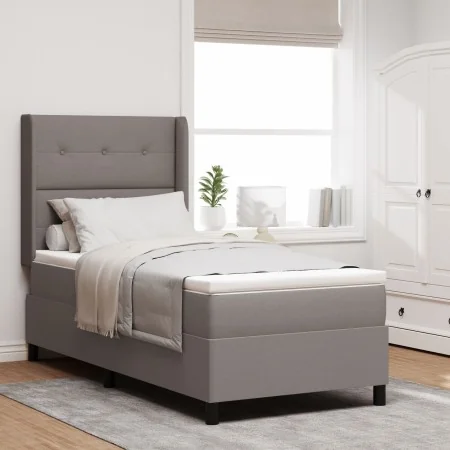 Cama Box Spring con colchón y LED Taupe 100x200 cm Funda | Foro24.es | Tu tienda online para hogar, jardín y más Foro24.es