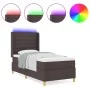 Cama Box Spring con Colchón y LED Marrón Oscuro 90x200 cm Tela | Foro24.es | Tu tienda online para hogar, jardín y más Foro24.es