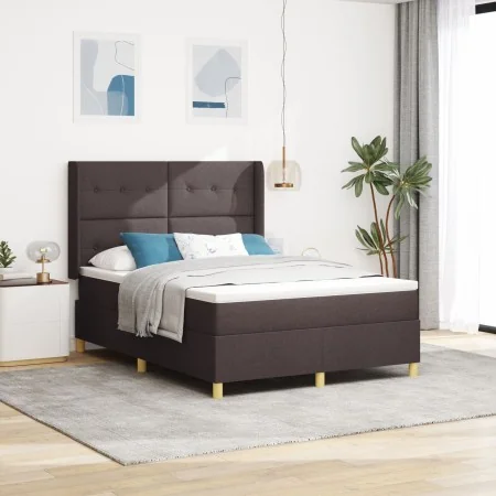 Cama con somier de y colchón & LED Marrón Oscuro 140x190 cm Tela | Foro24.es | Tu tienda online para hogar, jardín y más Foro24.es