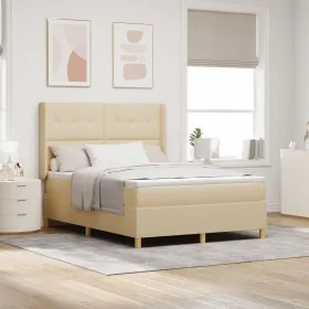 Cama Box Spring con colchón y LED Crema 160x200