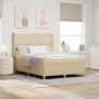 Cama Box Spring con colchón y LED Crema 160x200 cm Tela | Foro24.es | Tu tienda online para hogar, jardín y más Foro24.es