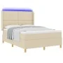 Cama Box Spring con colchón y LED Crema 160x200 cm Tela | Foro24.es | Tu tienda online para hogar, jardín y más Foro24.es