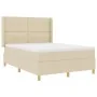 Cama Box Spring con colchón y LED Crema 160x200 cm Tela | Foro24.es | Tu tienda online para hogar, jardín y más Foro24.es