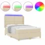 Cama Box Spring con colchón y LED Crema 160x200 cm Tela | Foro24.es | Tu tienda online para hogar, jardín y más Foro24.es